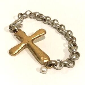 Gold & Silver-Tone Cross Bracelet